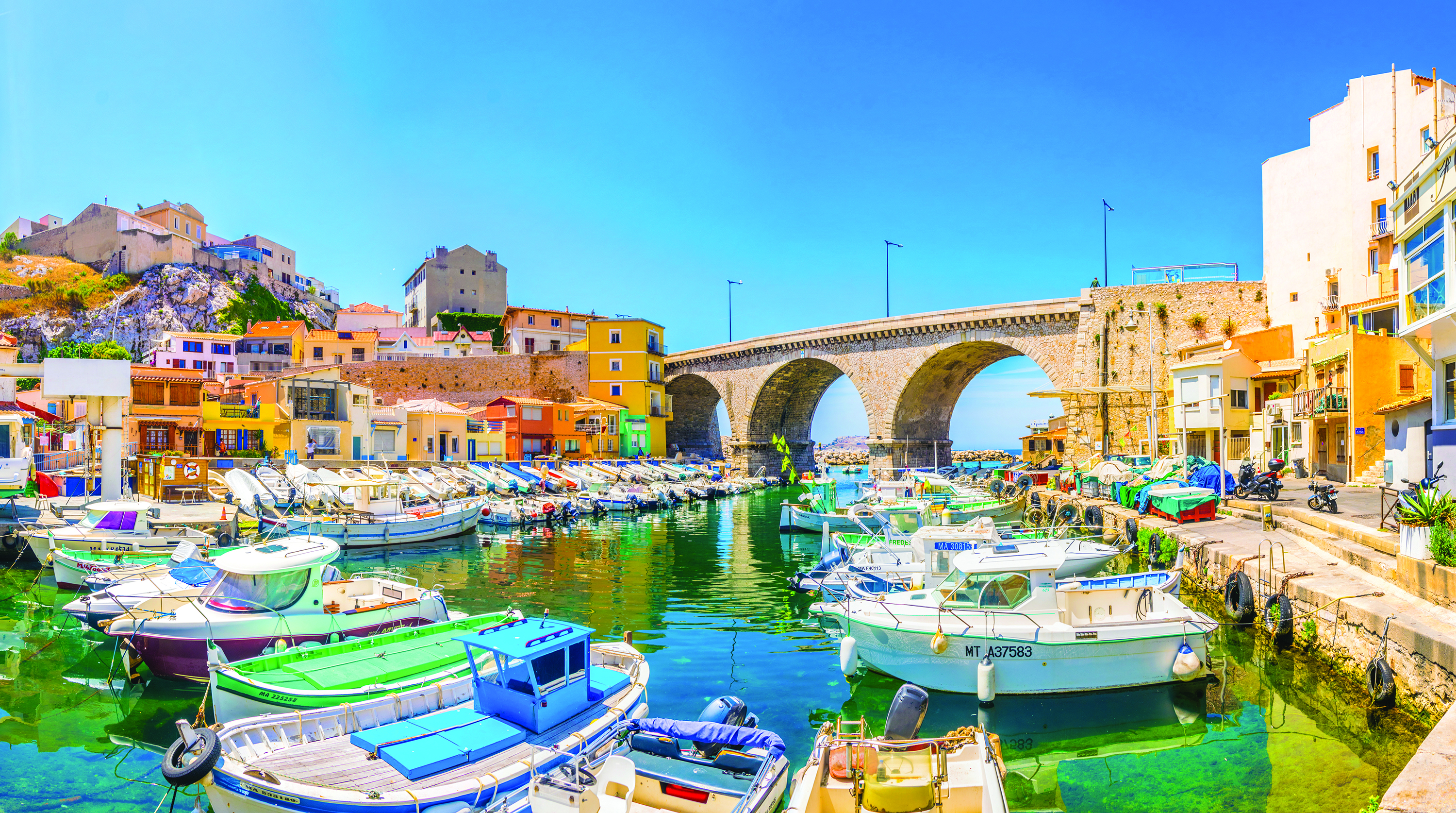 Photograph of colorful harbor in Marseille
